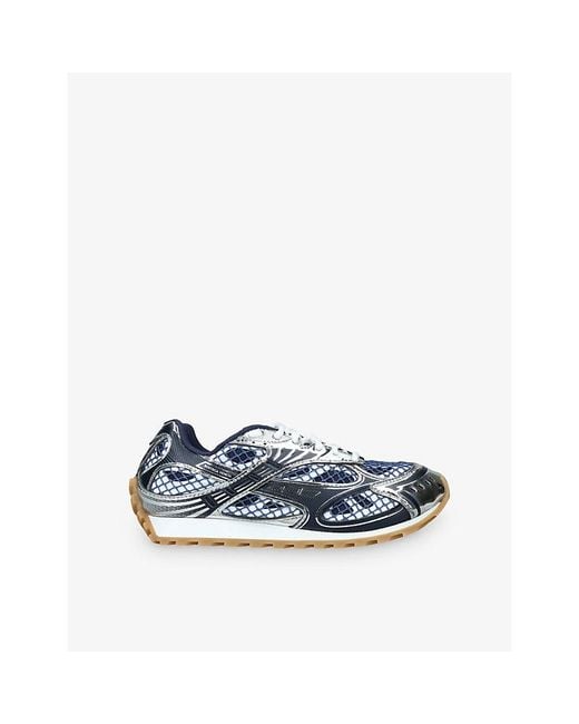 Bottega Veneta Blue Orbit Metallic Woven Low-Top Trainers