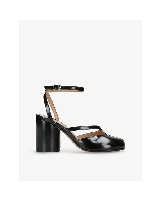 Maison Margiela Black Tabi Split-Toe Heeled Leather Courts