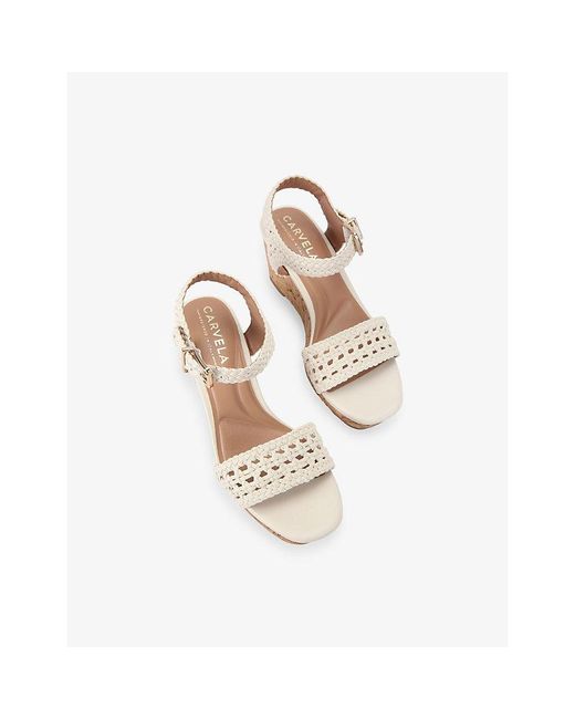 Carvela Kurt Geiger White Portofino Woven Wedge Sandals