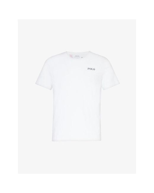 Polo Ralph Lauren White Logo Text-print Cotton-jersey T-shirt for men