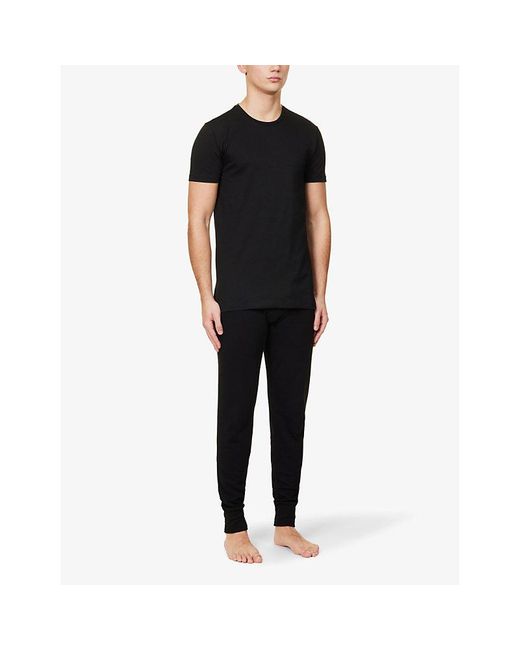 Falke Black Regular-Fit Crewneck Stretch-Cotton T-Shirt for men