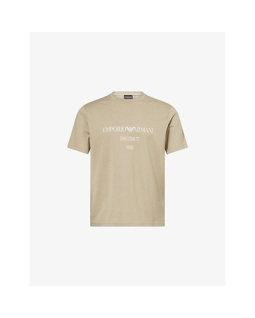 Emporio Armani Natural Milano Text-Print Cotton T-Shirt for men