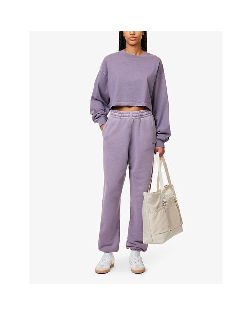 GYMSHARK Purple Everywear Comfort Logo-print Long-sleeved Cotton-jersey T-shirt