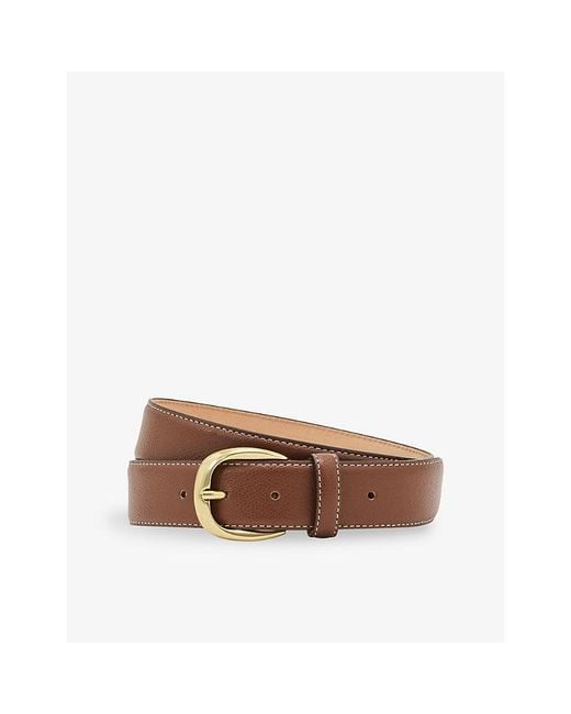 Reiss Brown Pierce Pebble Leather Belt for men