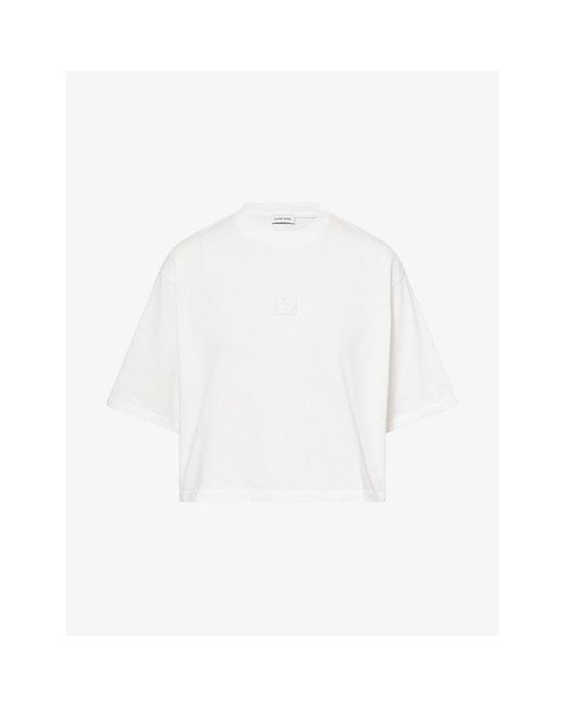 Anine Bing White Myers Cropped Cotton-Jersey T-Shirt