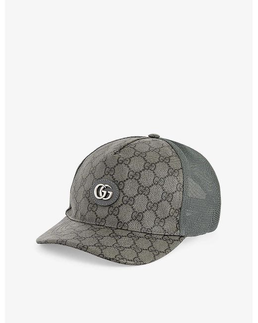 Gucci Gray Monogram-pattern Cotton-blend Baseball Cap
