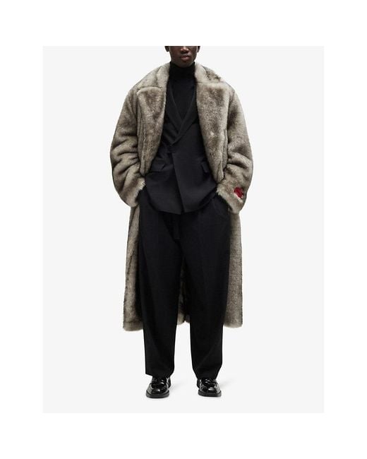 HUGO Multicolor Double-Breasted Faux-Fur Coat for men