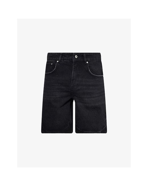 Represent Black Tailored Straight-Leg Denim Shorts for men
