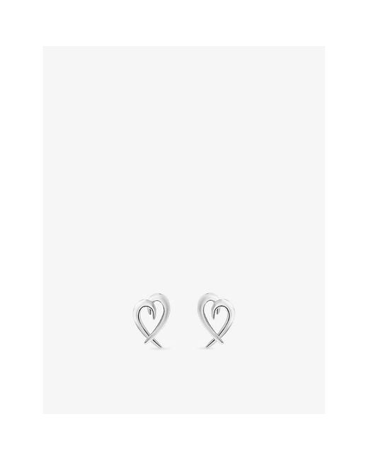 Shaun Leane White Hook Heart Sterling Stud Earrings