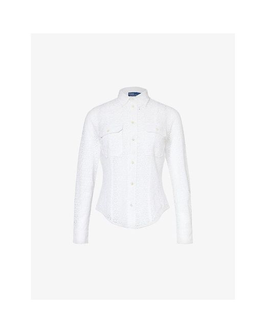 Polo Ralph Lauren White Broderie-anglaise Linen Shirt