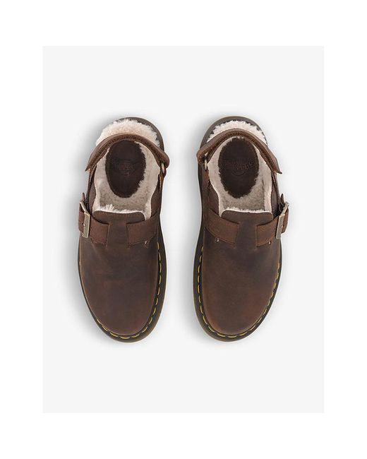 Dr. Martens Brown Jorge Ii Tonal-stitched Suede And Leather Mules