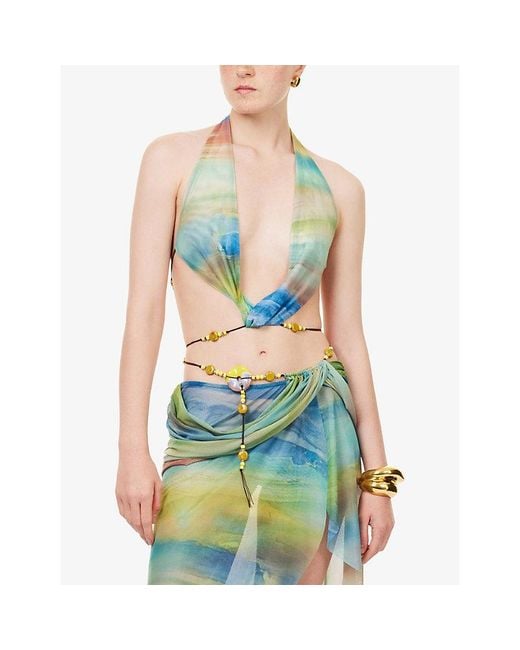 Jaded London White Soleila Halter-Neck Woven Top