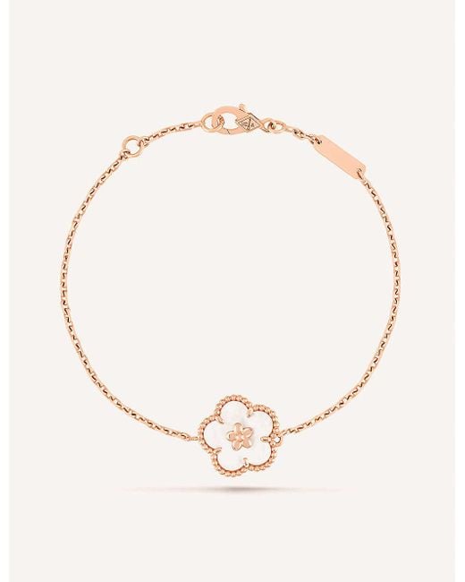 Van Cleef & Arpels Natural Lucky Spring Plum Blossom 18ct Rose-gold And Mother-of-pearl Bracelet