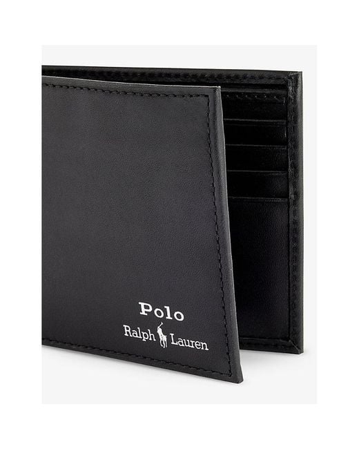 Polo Ralph Lauren Black Logo-embossed Billfold Leather Wallet for men