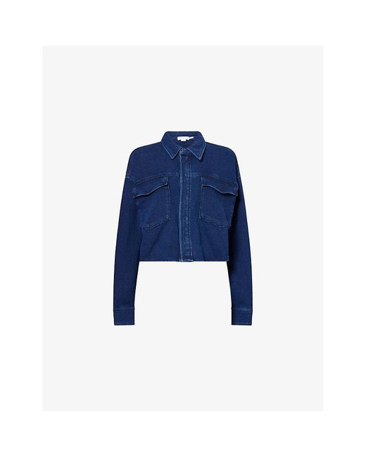 GOOD AMERICAN Blue Jeanius Cropped Denim Jacket