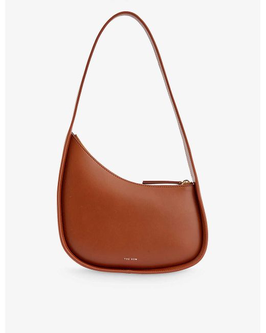 The Row Brown Half Moon Leather Shoulder Bag