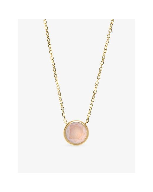 Astley Clarke Metallic Luna 18Ct- Plated Sterling- And Quartzite Pendant Necklace