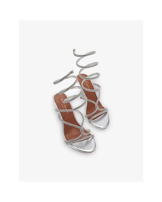 Kurt Geiger White Knot Spiral Heeled Woven Sandals