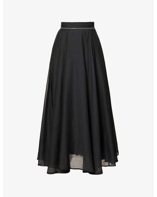 Sister Jane Black Saturn Rhinestone-embellished Woven Maxi Skirt