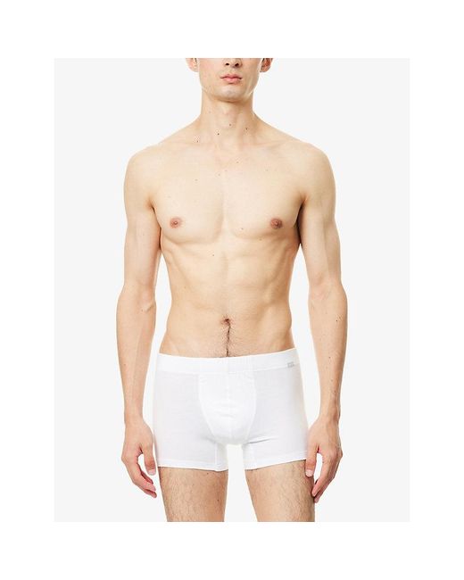 Hanro White Pack Of Two Cotton Essentials Stretch-Cotton Trunks for men