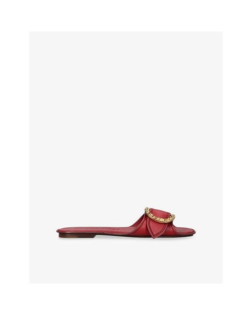 Zimmermann Red Solena Flat Leather Slides