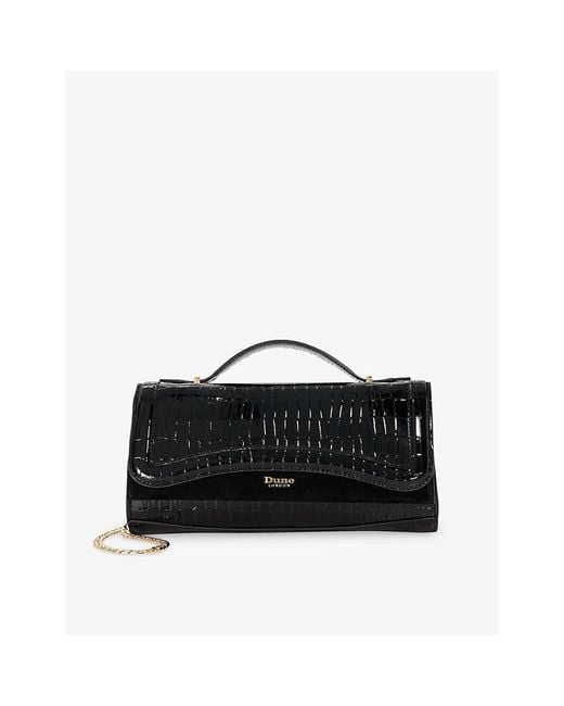 Dune Black Edited Croc-Effect Faux-Leather Top-Handle Bag