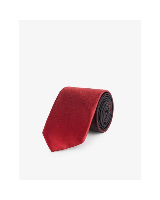 Ferragamo Red Tokyo Jacquard-pattern Wide-blade Silk Tie for men