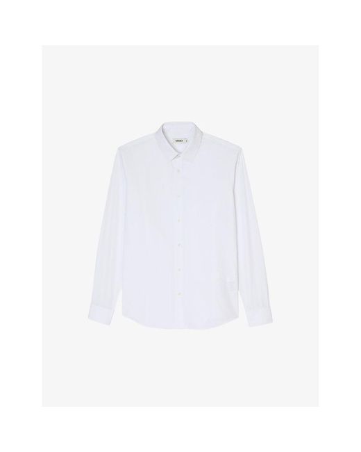 Sandro White Long-sleeved Regular-fit Cotton Shirt X for men
