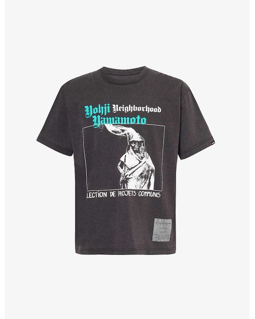 Yohji Yamamoto Black X Neighborhood Graphic-print Cotton-jersey T-shirt for men