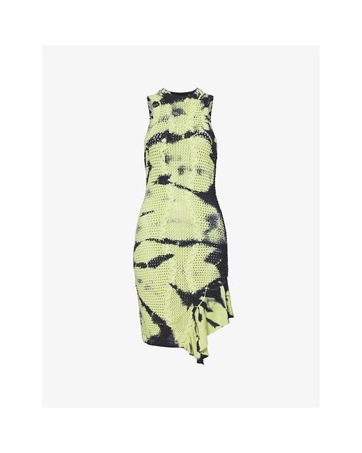 Daily Paper Green Xois Abstract-pattern Cotton-blend Midi Dress