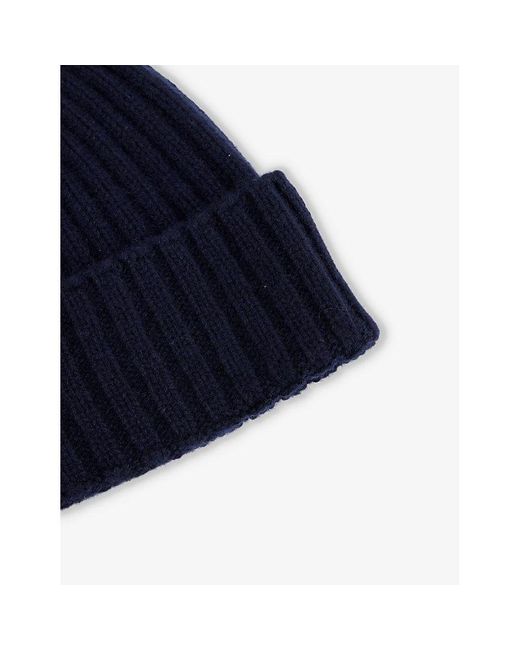 Oscar Jacobson Ribbed Cashmere Knitted Beanie Hat in Blue for Men Lyst UK