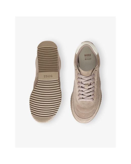 Boss Natural Logo Suede Low-Top Trainers