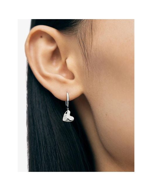 Monica Vinader Metallic Heart Drop 18Ct-Plated Vermeil Sterling- Huggie Earrings