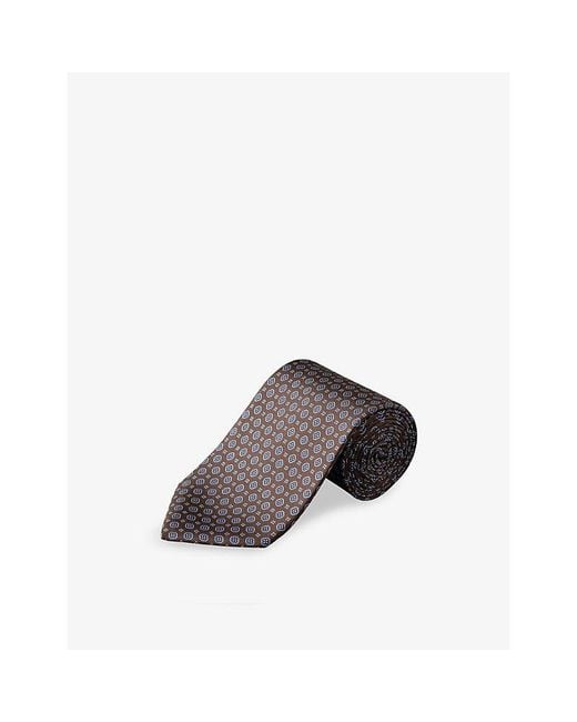Eton of Sweden Gray Medallion-Print Silk Tie for men