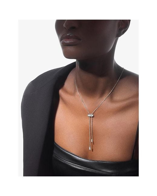 Messika Metallic Moderniste Pave Tie 18Ct And 0.10Ct Diamond Necklace