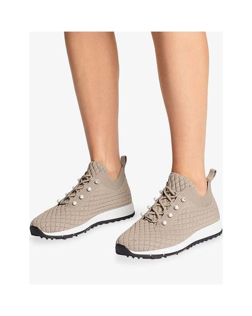 Jimmy Choo White Veles Diamond-Texture Knitted Low-Top Trainers