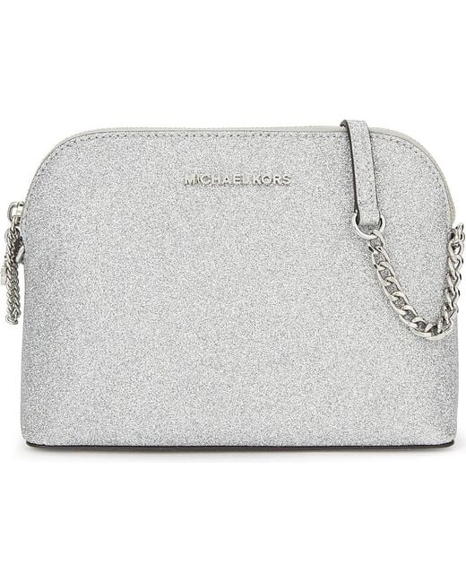 Stylish Silver Glitter Shoulder Bag with Chain Strap
