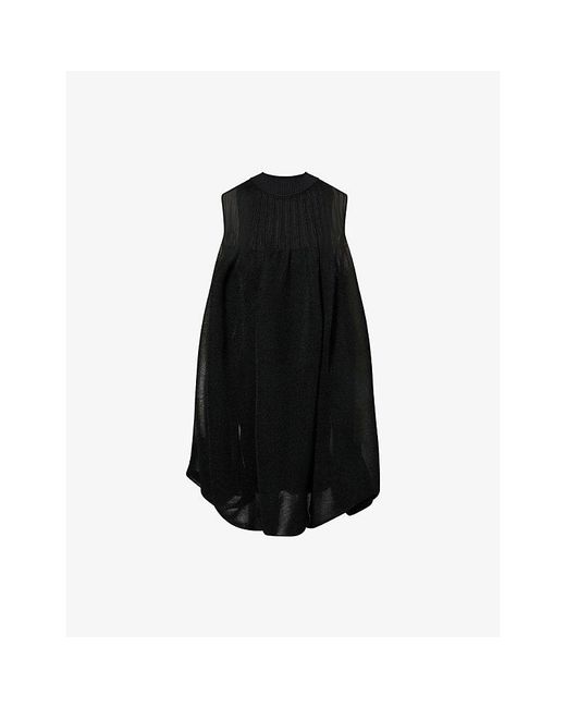 CFCL Black Bust Flare Sleeveless Nylon-Blend Mini Dress