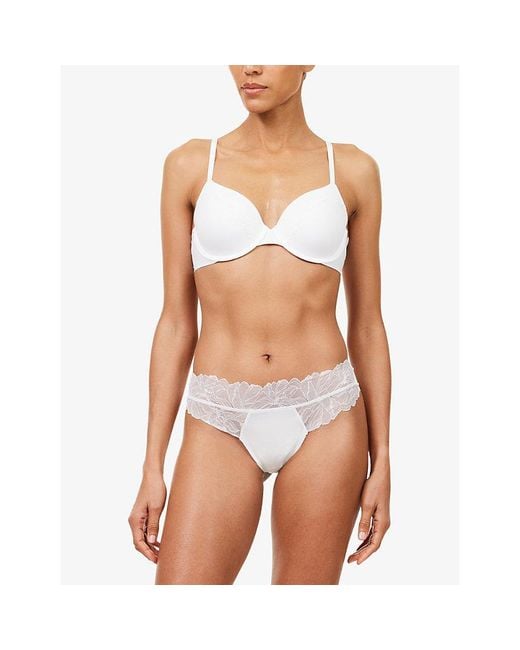 Calvin Klein White Perfectly Fit Lace Lightly-Lined Full-Coverage Bra