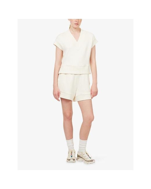 Varley White Gracee Doublesoft V-Neck Woven Top