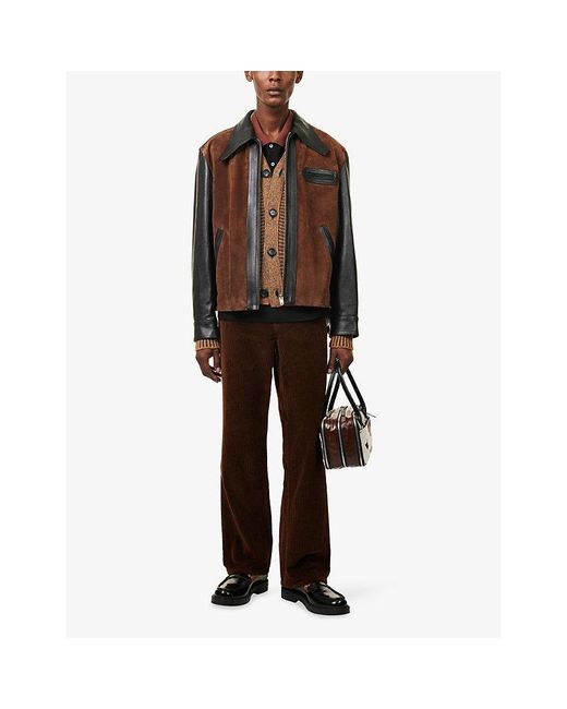 Marni Black Contrast Zip-Up Leather Jacket for men