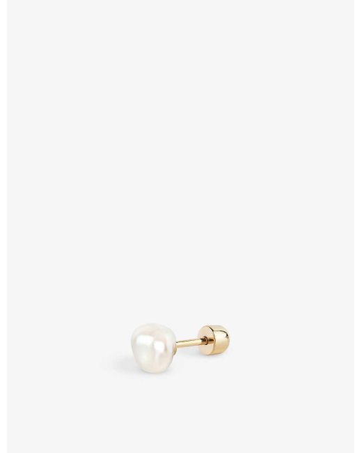 Maria Black White Baroque 18ct Yellow-gold Plated Sterling-silver And Fresh-water Pearl Stud Earring