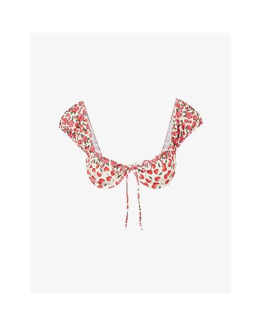Agua Bendita Red Lupita Scoop-Neck Bikini Top