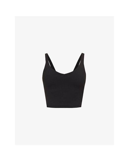 lululemon athletica Black Align Cropped Stretch-Knit Top