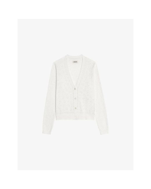 Zadig & Voltaire White Manala Pointelle Cotton Cardigan