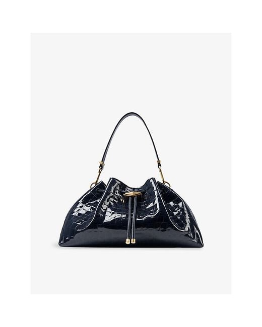 Jimmy Choo Blue Cinch Medium Croc-Embossed Leather Handbag