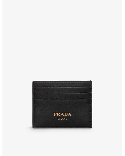 Prada Black Logo-embossed Leather Card Holder