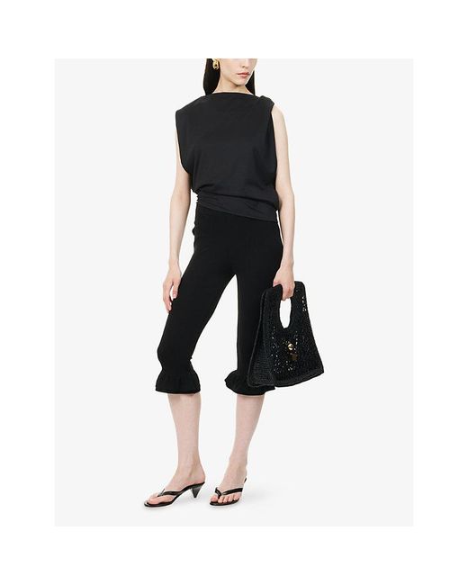 Jacquemus Black Le Playa Frilled Jersey Bermuda Shorts
