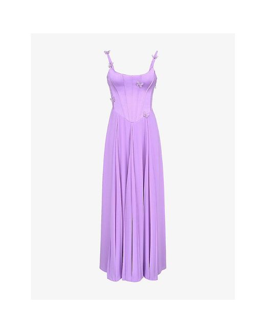 House Of Cb Purple Pascha Butterfly Corset Maxi Dress