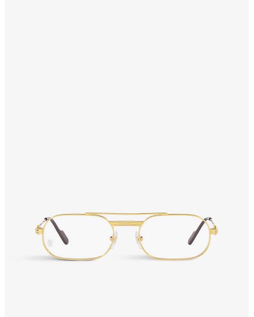 Cartier White 6l001647 Ct0410o Rectangle-frame Metal Optical Glasses for men